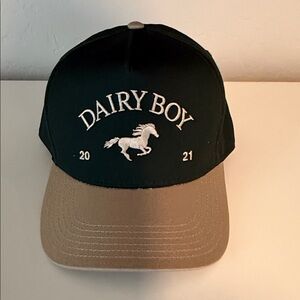 Dairy boy dark green and Tan Cap hat